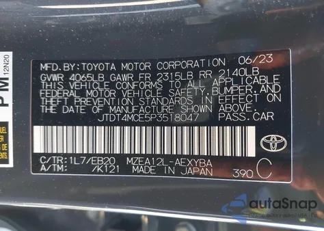 2023 Toyota Corolla Xse from USA, damaged, VIN JTDT4MCE5P3518047